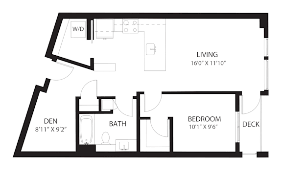 Vela Apartments D4 with Den Floor Plan