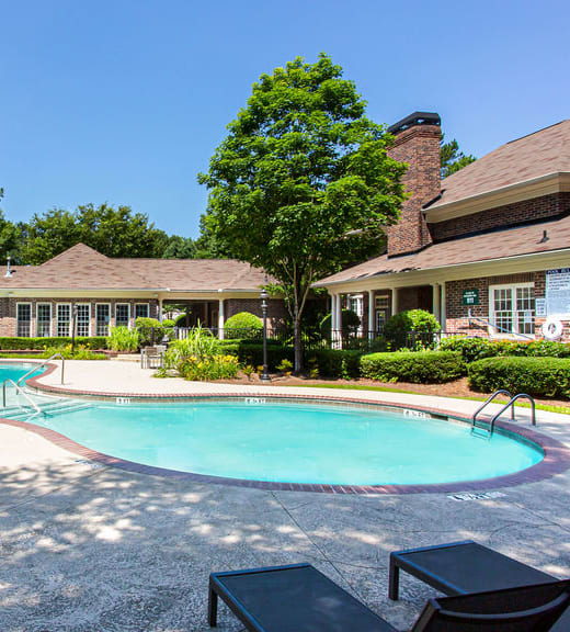 Outdoor pool with fire pit