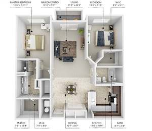 C2 Floor Plan at Lake Shore Apartments, Ankeny