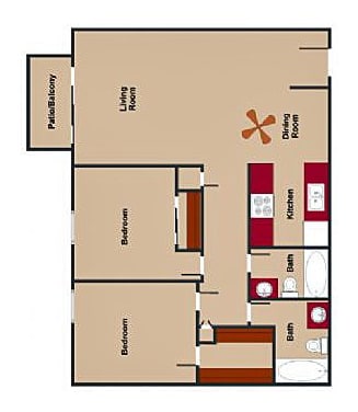 Madera at Metro Two Bedroom Two Bathroom Floor Plan