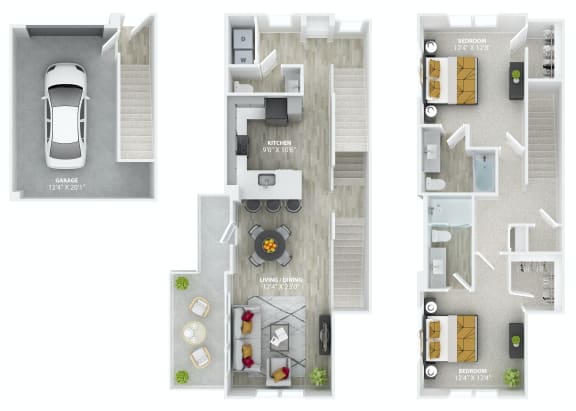 bedroom floor plan an in 2 bed 2 bath apartment at the legends at champions gate apartments in at The Alibi at Lake Lilly, Florida