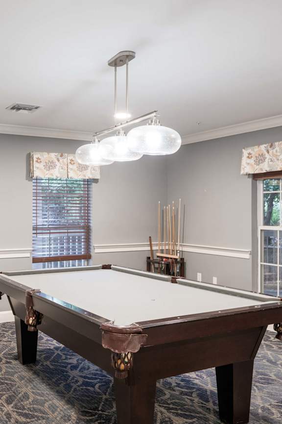 Pool Table In Game Room at Gardens of Traville, Rockville, MD, 20850