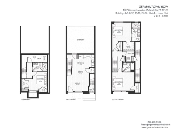 Floor Plan  3 Bedroom 3 Bathroom Townhome