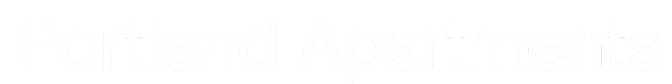 The image displays the words "Portland Apartments" in white text on a black background.