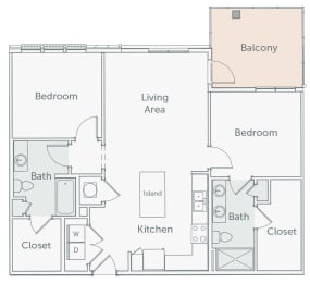Element 29 - B4 - 2bed-2bath - 2D floor plan