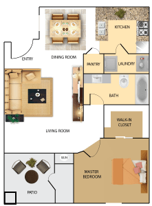Floor Plan  1 bedroom 1 bathroom condo