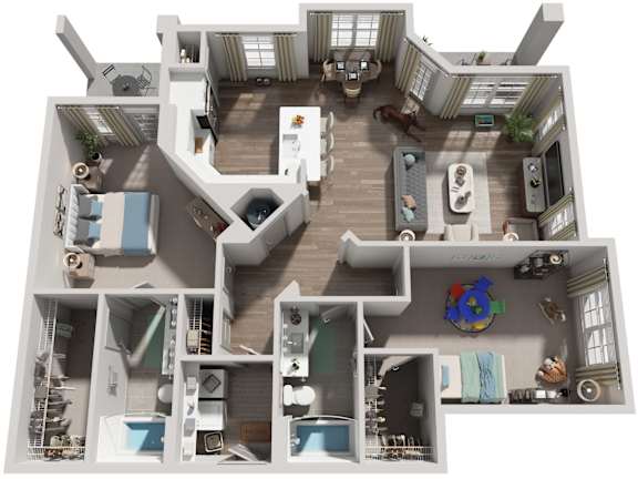 2 Bed 2 Bath Floor Plan | 1,307 Sq. Ft. at Canopy at Ginter Park Apartments in VA 23227