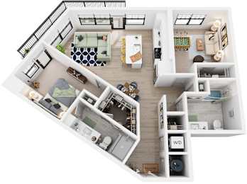 2 Bed 2 Bath Floor Plan | 1,216 Sq. Ft.