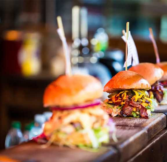 Hamburger Sliders On Counter.