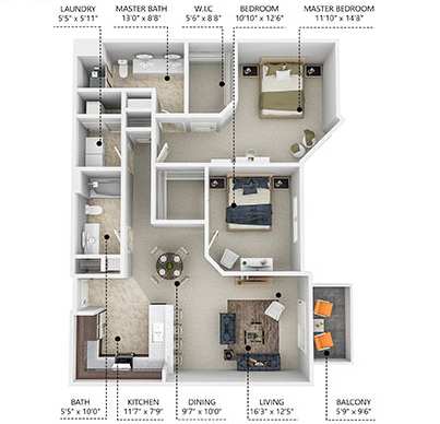 C5 Floor Plan at Lake Shore Apartments, Ankeny, IA
