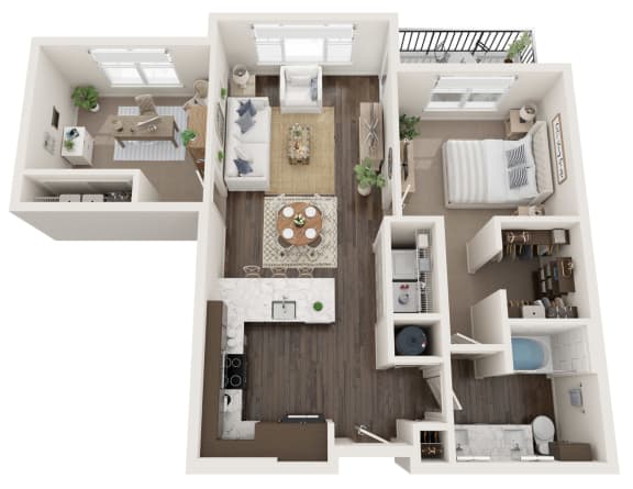 1 bed 1 bath floor plan B at The Clearing at ONE28, Olathe
