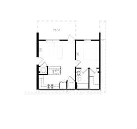 1 Bed 1 Bath Floorplan at Eastover Commons Residential, Jackson, Abbreviated State 39216