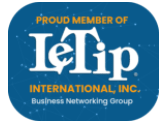 a blue and white sign that says proud member of leipip international inc