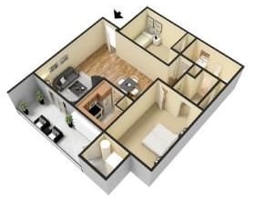 Hidden Meadows Apartments 2x1 Floor Plan