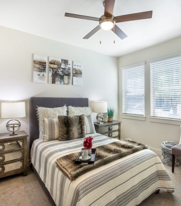 Bedroom with Ceiling Fan at San Moritz
