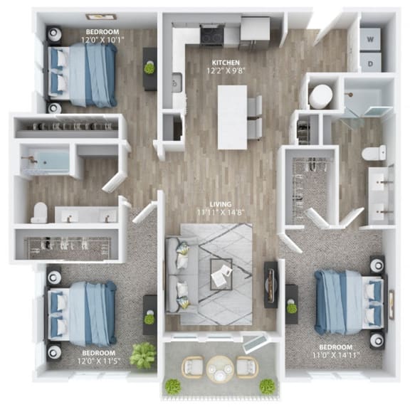 3 bedroom 2 bath at The Haven at Lake Britt Apartments, Winter Garden, FL 34787