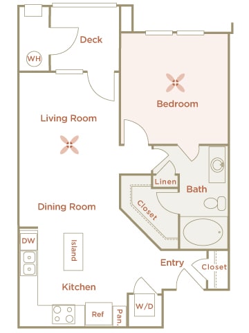 Quinn Crossing - Cedar Roughs - 1 bedroom - 1 bath - 2D floor plan