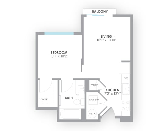 Turbine Floor Plan at AMP Apartments, PRG Real Estate, Louisville, 40206