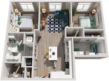 2 Bed 2 Bath Floor Plan | 1,004 Sq. Ft. at Vista Brooklynn Apartments, in Florida, 32202