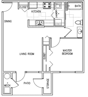 Floor Plan  1 Bedroom