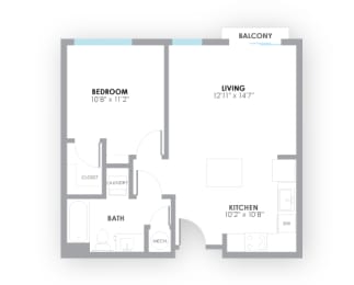 Strobe Floor Plan at AMP Apartments, PRG Real Estate, Louisville, 40206