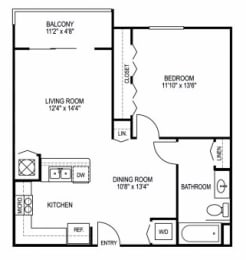One Bedroom Floor Plan at Vista Grande Senior Apartments in Miami FL
