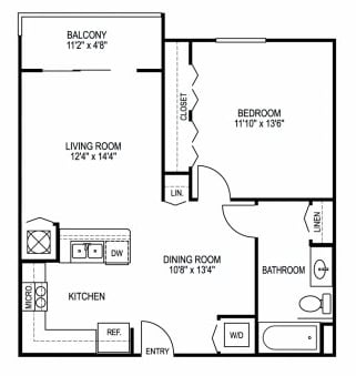 One Bedroom Floor Plan at Vista Grande Senior Apartments in Miami FL