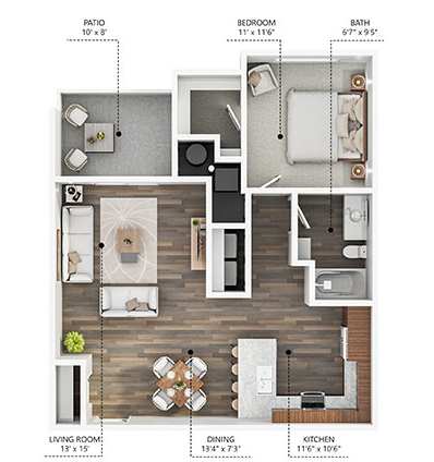 1 bedroom 1 bath at Stonegate Crossing Apartments, Clive, IA