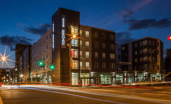 Night view of exterior of building