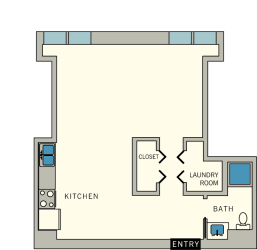 D4 - Studio Floor Plan D4 - Studio Floor Plan at Aviator at Brooks Apartments, Clear Property Management, San Antonio