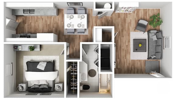 Floor Plan  the 1190 sqft floor plan with bedroom and living room