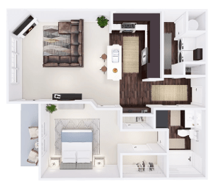  Floor Plan 1 Bed, 1 Bath (D)