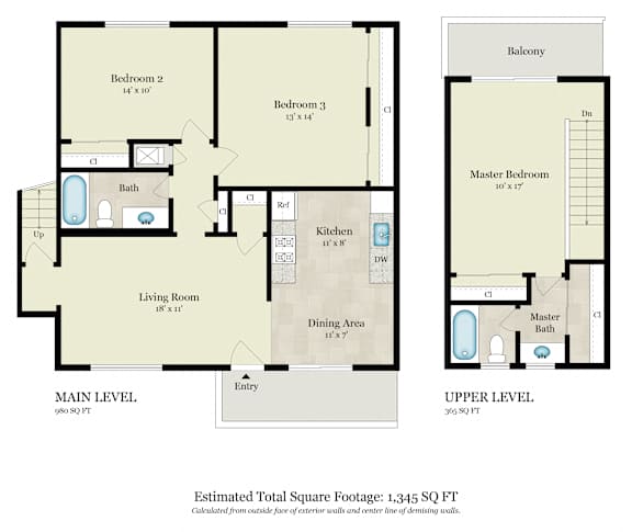 A floor plan for an apartment at 1489 Fruitdale Avenue in San Jose, CA.