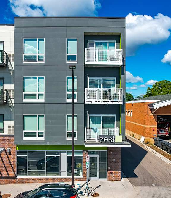 Apartment Building Exterior at Zest, Minneapolis, 55419