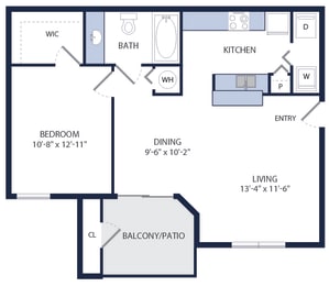 714 Square-Feet 1 Bedroom 1 Bath A1 Floor Plan at Tuscany Bay Apartments, Florida