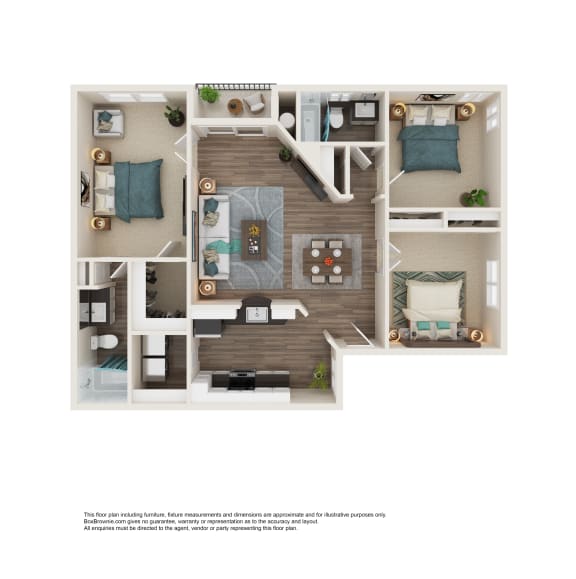 3 Bed 2 Bath Floor Plan | 1,114 Sq. Ft. at Element Deer Valley in Phoenix, Arizona