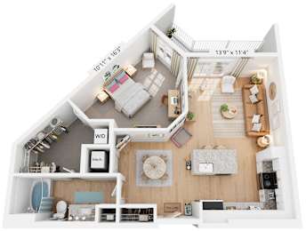 Tanyard Floor Plan 1 Bed, 1 Bath 831 Sq. Ft. at The Quincy Apartments, 30102