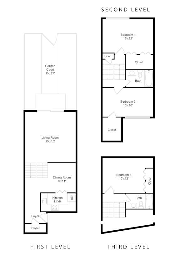 Floor Plan  3 bedroom 2 bathroom floor plan at The Commons of McLean VA 22102