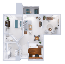  Floor Plan Arlington II - 1 Bed, 1 Bath w/ Den