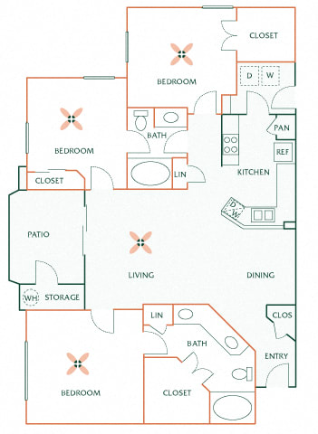 Sonterra Apartments at Paradise Valley - C1 (Diamond) - 3 bedroom and 2 bath