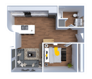AP1 Lofts - Unit B - 1 Bed - Floor Plan