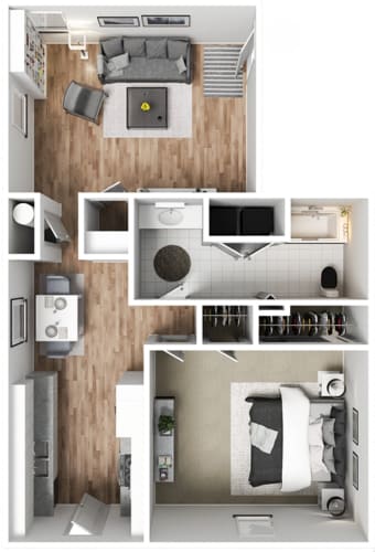 Floor Plan  a stylized floor plan with a bedroom and a bathroom