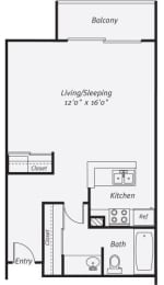 S1 (Premium) studio 1 bed 570 sqft at Vera Cortez Hill, San Diego, California