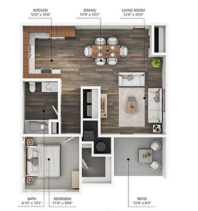 1 bedroom 1 bathroom C at Stonegate Crossing Apartments, IOWA, 50325