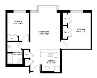  Floor Plan Market Rate Apartments - 2 Bedroom