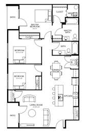 D3 3Bed 2Bath-A at Melbourne Apartments, Des Moines, IA,  50320
