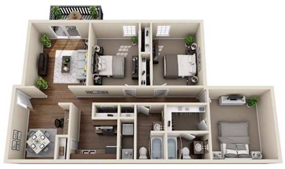 Floor Plan  The 3x2 1,185.00 square foot Astoria floor plan at ascot place