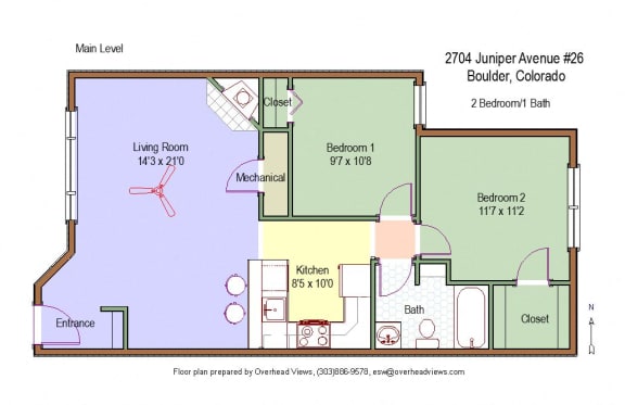 Floor Plan  2 Beds 1 Bath at Valencia Gardens, Colorado, 80304