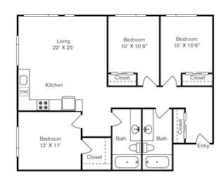 St Luke's Apartments in Seattle, Washington Three Bedroom Floor Plan