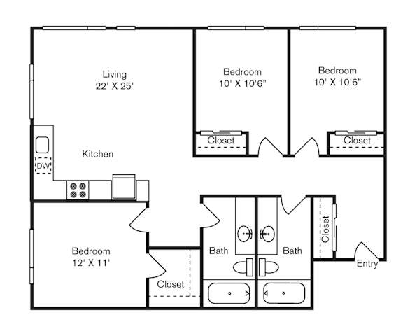 St Luke's Apartments in Seattle, Washington Three Bedroom Floor Plan